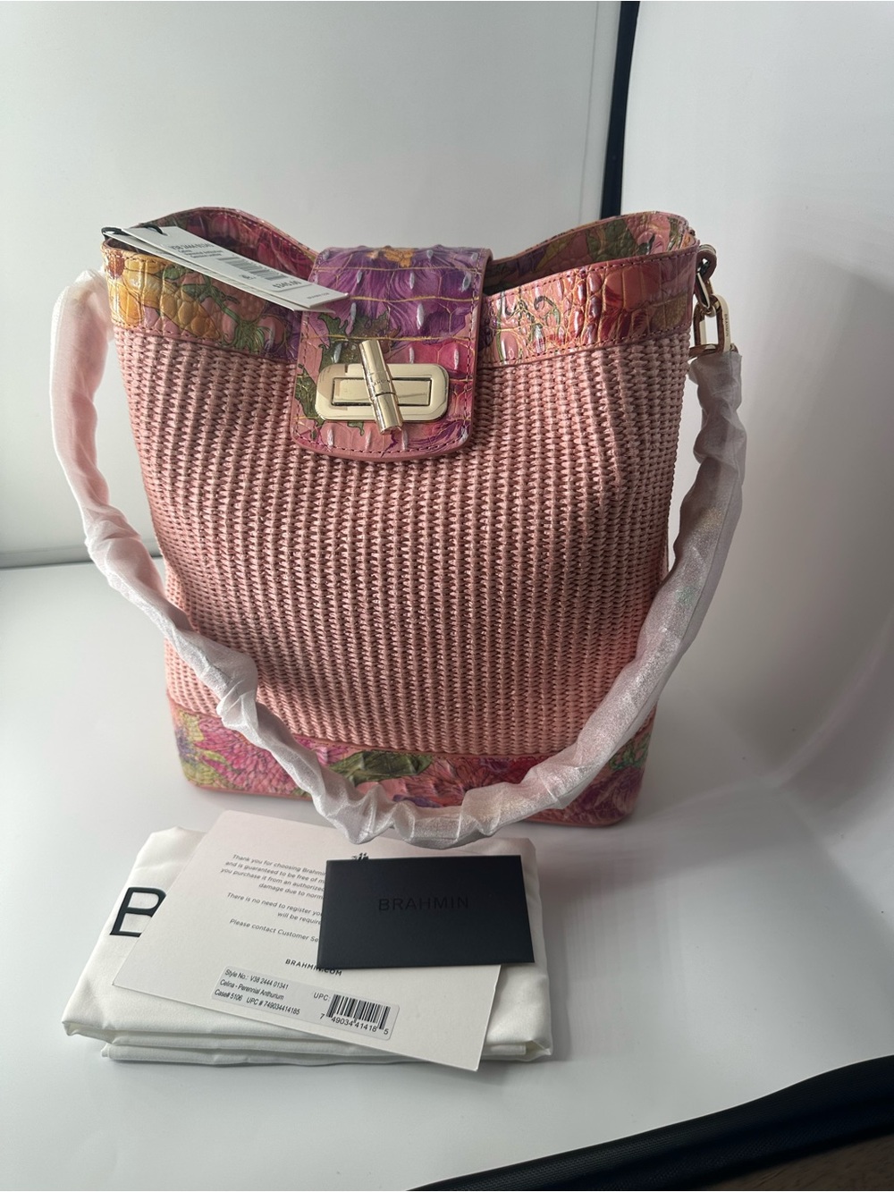 Brahmin Celina bucket perennial anturium genuine leather